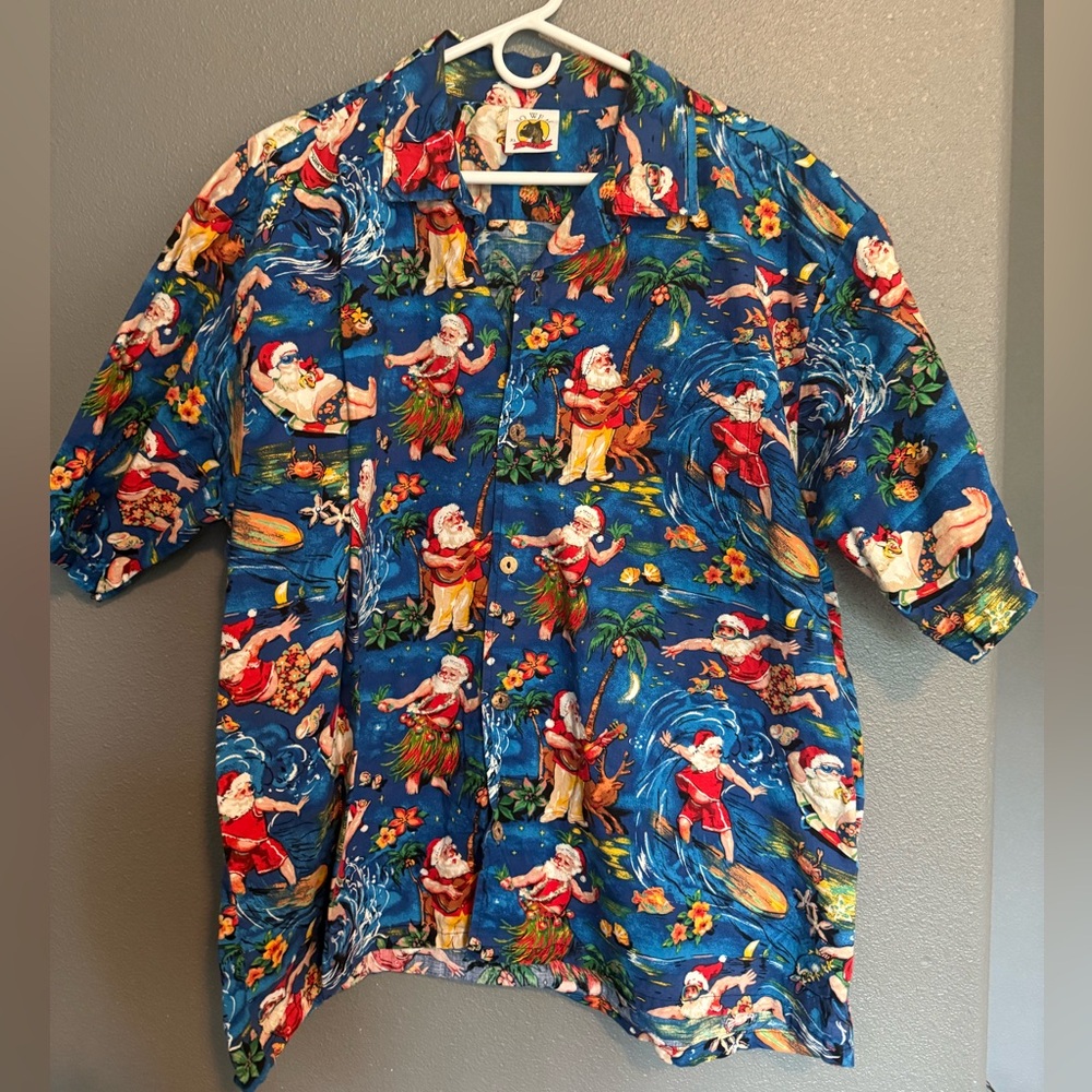 Men’s XL Hawaiian Print Shirt - Blue